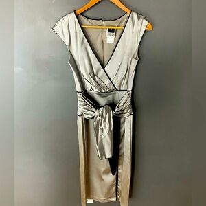 Tadashi Party Dress, champagne with brown accents. Size 12 (fits like 8-10)